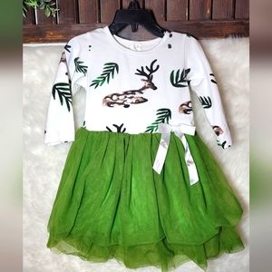 Winter Deer Dress with Tulle
